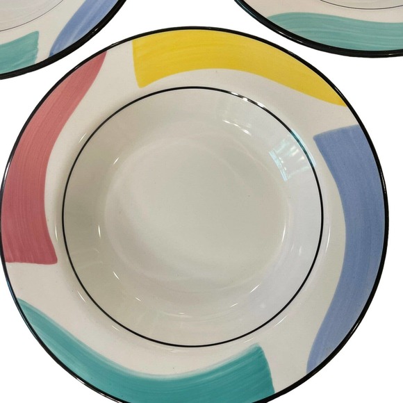 Pier 1 Italy Hand Painted Porcelain 9 Inch Bowls Round Multicolored Lot of 3 - Picture 4 of 8